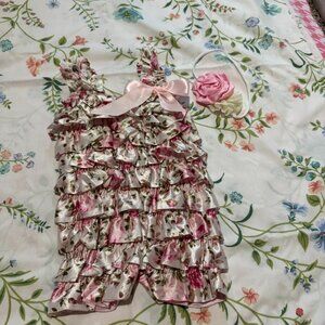 Pink Floral Satin Petti Romper